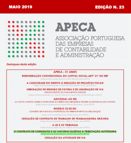 Boletim Eletrónico APECA n.º 23 (Maio/2019)