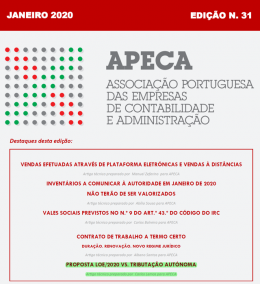 Boletim Eletrónico APECA n.º 31 (Janeiro/2020) 