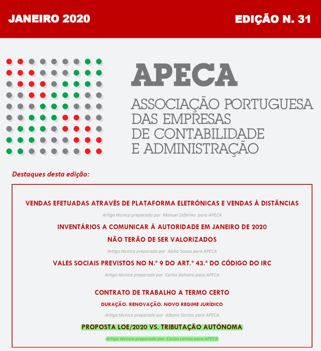 Boletim Eletrónico APECA n.º 31 (Janeiro/2020) 